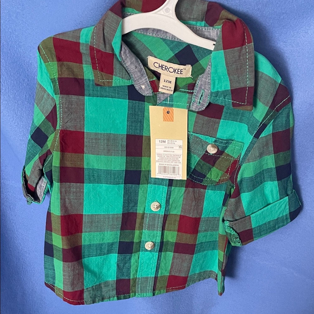 Cherokee Kids Multicolor Plaid Button Down Shirt